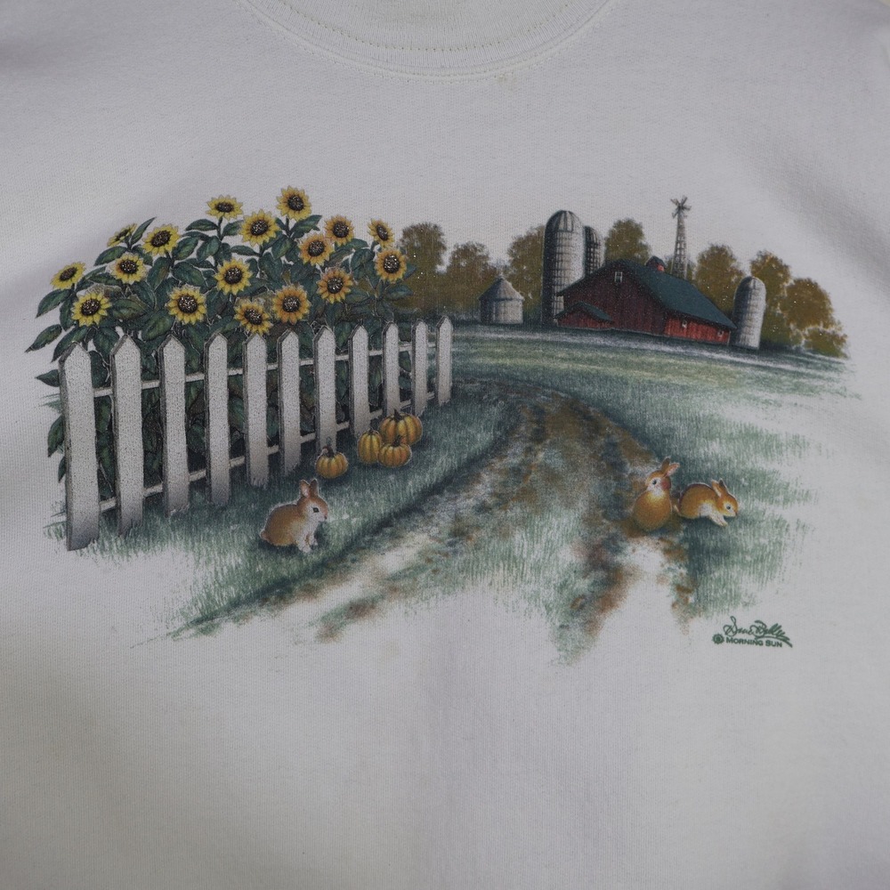 White Scenic Farm Graphic Sweatshirt - Picture 2 of 16